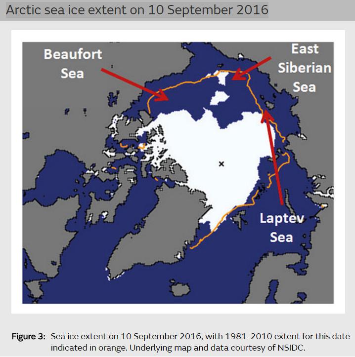 Arctic sea ice extent on 10 September 2016 箭頭所指示以往有冰的區域-Met office.jpg - 日誌用相簿