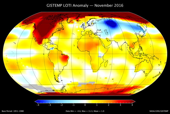 201611North America and the Arctic region were much warmer than average. Meanwhile central Russia was colder than normal-NASA-縮.jpg - 日誌用相簿