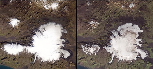 Shrinking Myrdalsjokull ice cap, Iceland-19860916-20140920-NASA