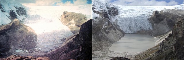 Melting Qori Kalis glacier, Peru-197807-201107-NASA